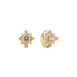 14k gold solitaire huggie earrings