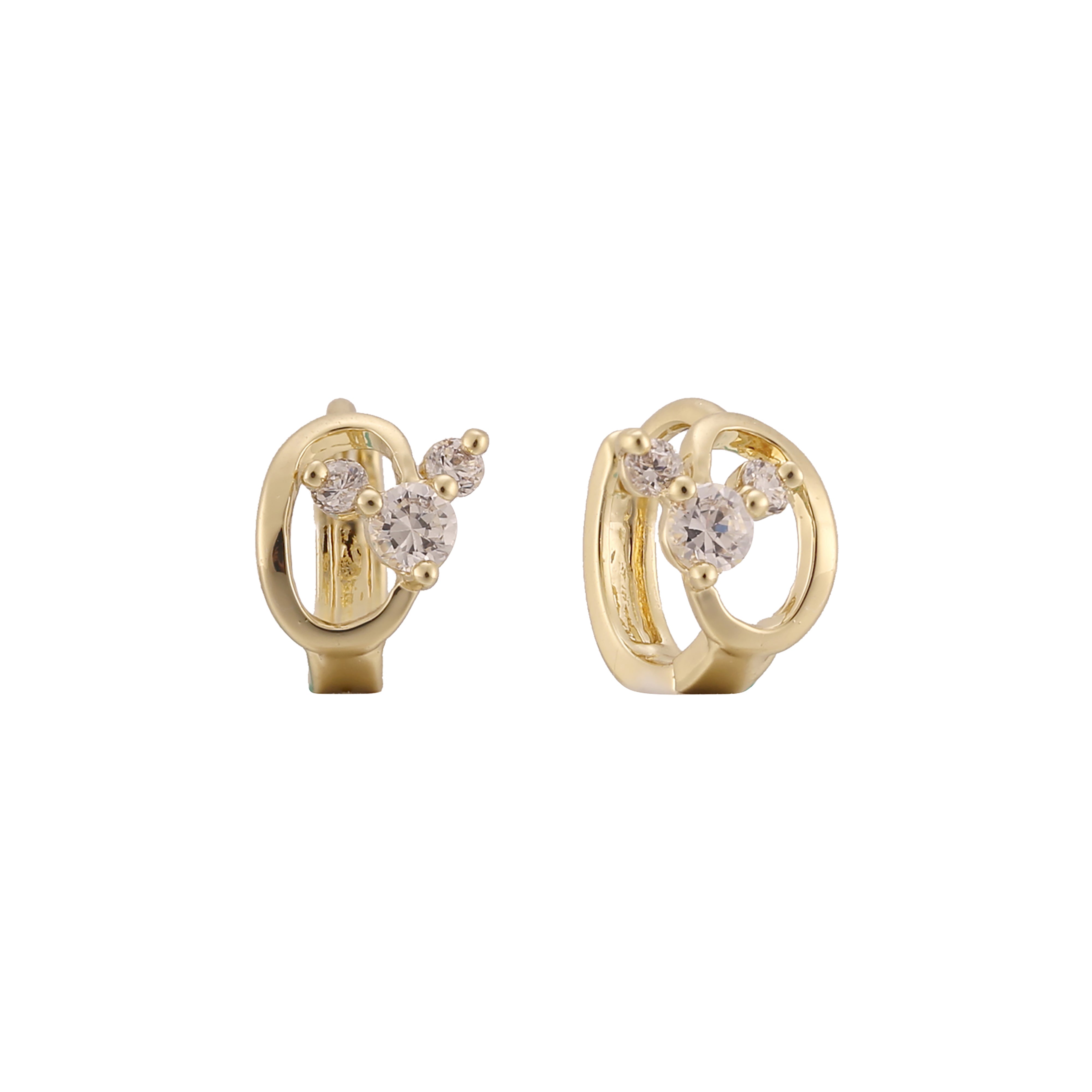 Aretes de oro de 14 k con tres piedras