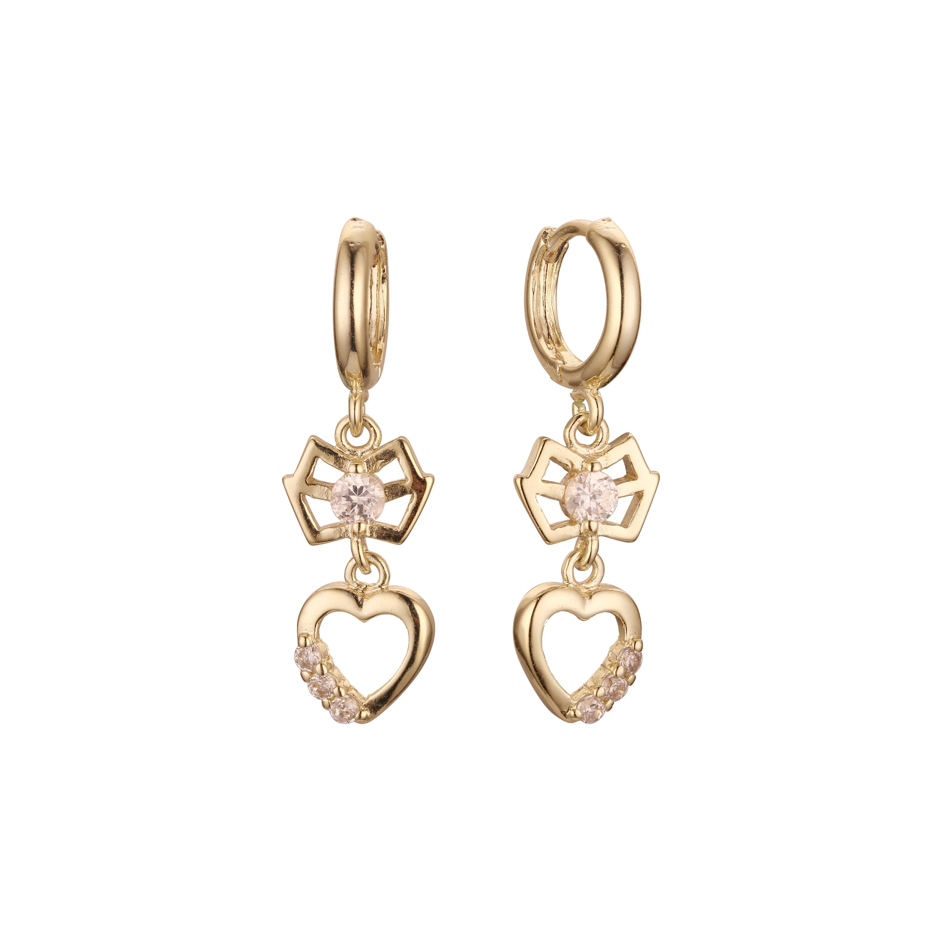 Aretes colgantes de oro de 14K