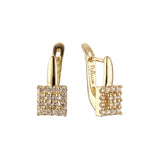 Square shape earrings in 14K Gold, Rose Gold, two tone plating colors