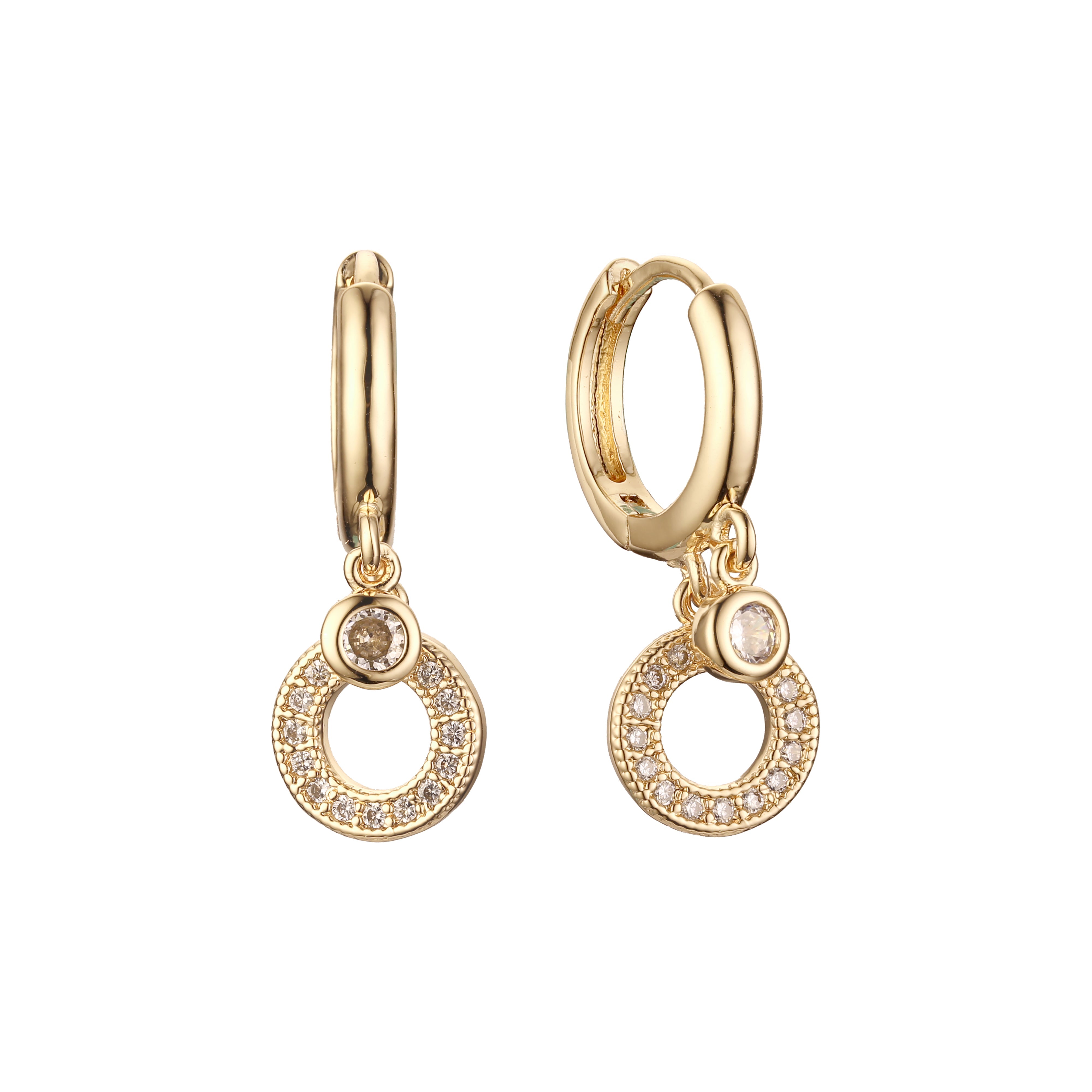 Pendientes colgantes Huggie en Oro 14K, colores baño de oro rosa