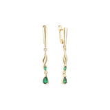 Elegant Cluster emerald 14K Gold, Rose Gold earrings