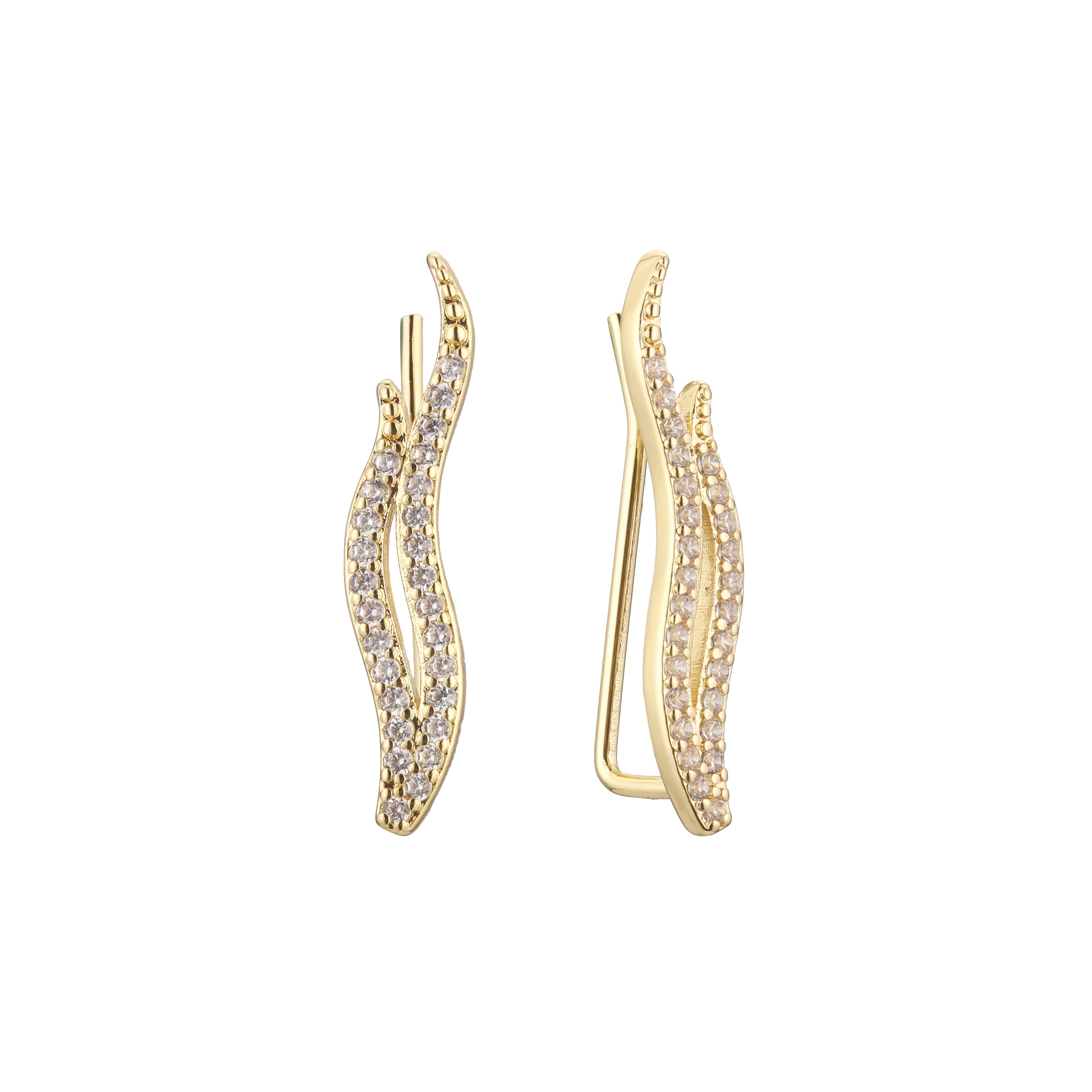 Aretes de oruga en Oro de 14K, baño de Oro Rosa colores