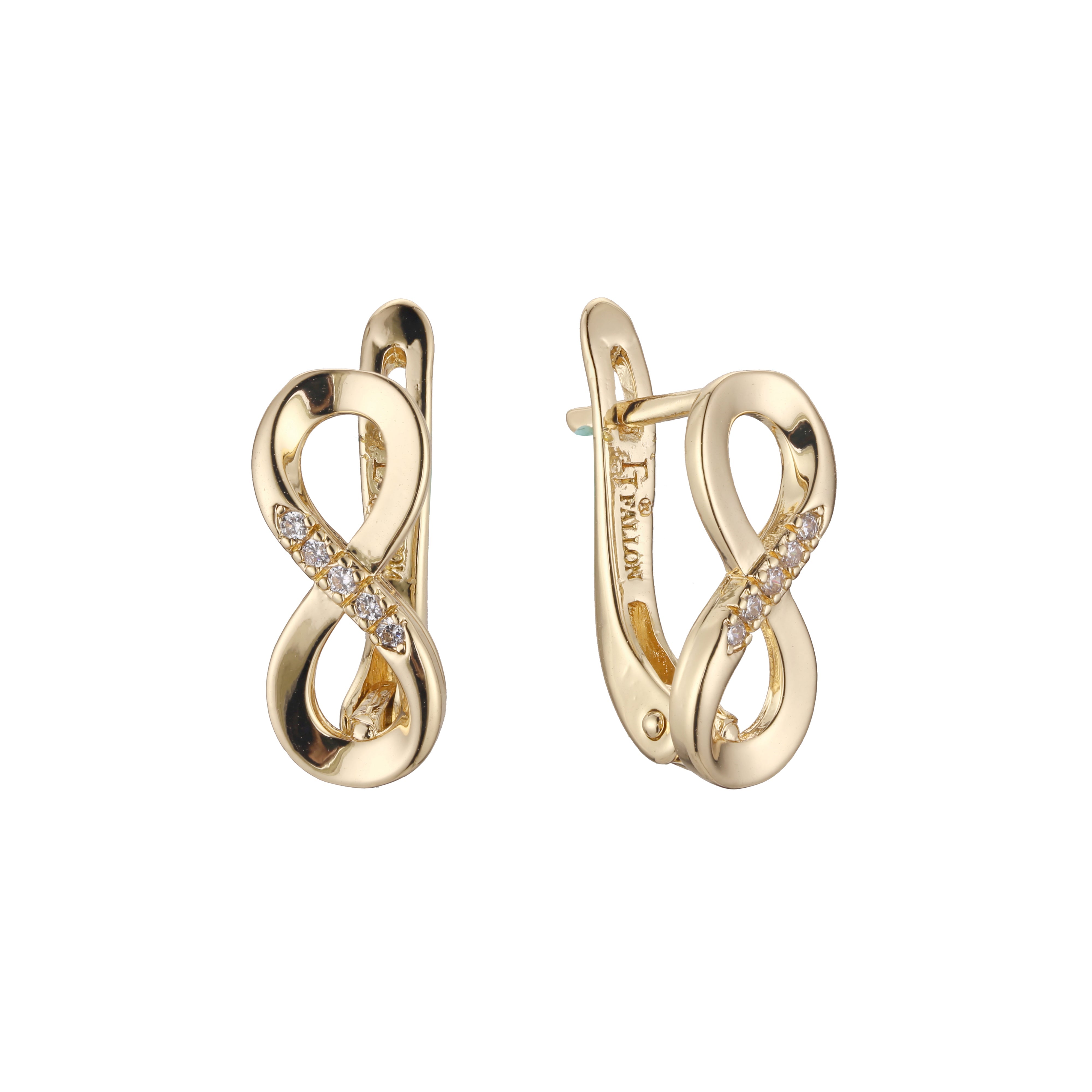 Infinity 8 earrings in 14K Gold, Rose Gold plating colors