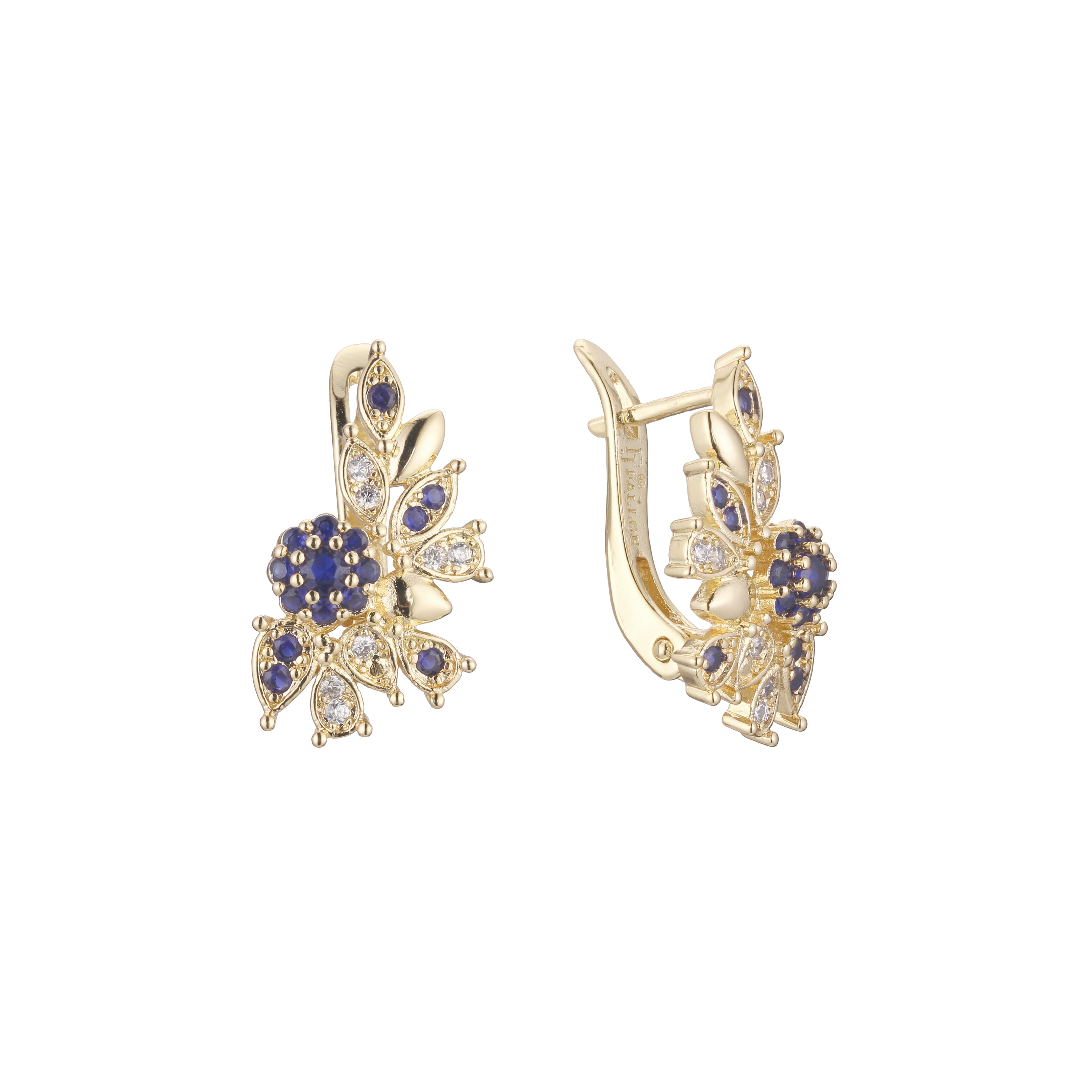 Luxurious cluster leaves earrings in 14K Gold, Rose Gold, two tone plating colors