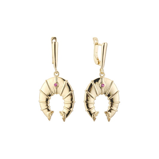 Horseshoe drop earrings in 14K Gold, Rose Gold plating colors