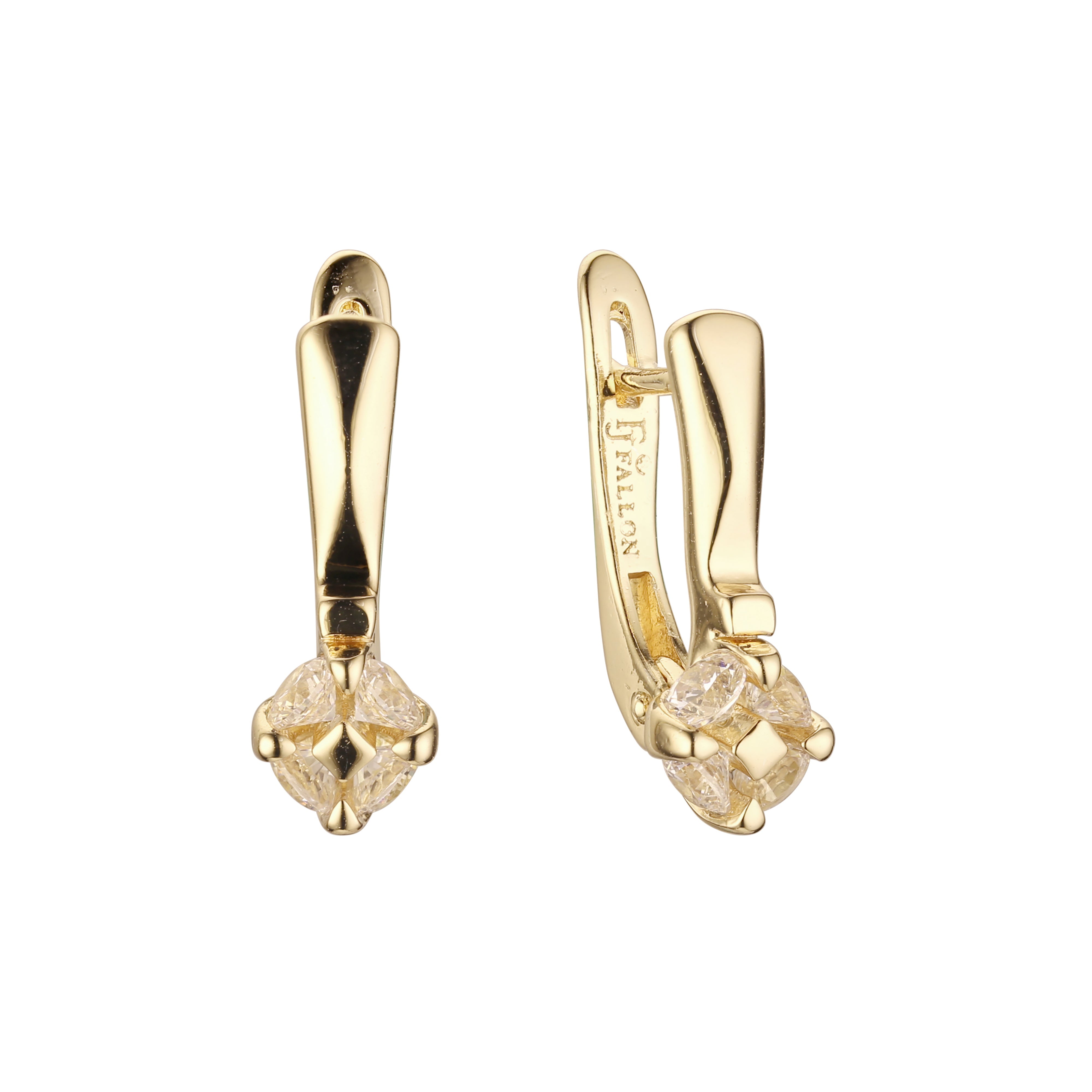 Aretes solitarios en Oro de 14K, Oro Rosa, baño de dos tonos