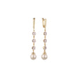 Aretes colgantes de racimo de tres piedras en Oro 14K, colores baño de oro rosa