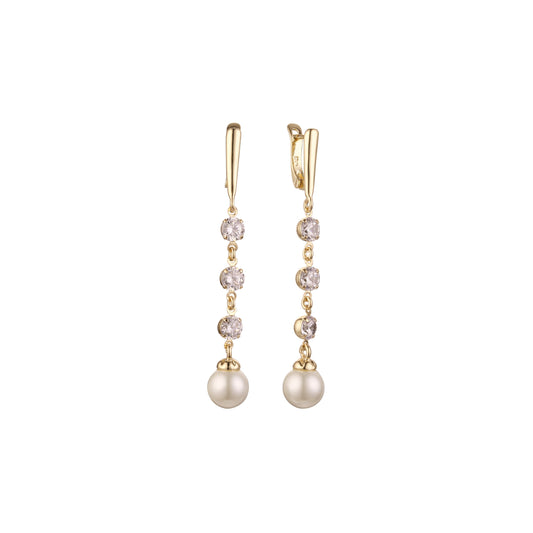 Three stones cluster drop earrings in 14K Gold, Rose Gold plating colors