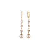 Aretes colgantes de racimo de tres piedras en Oro 14K, colores baño de oro rosa