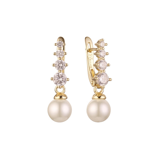 Aretes de racimo de perlas en Oro de 14K, colores baño de Oro Rosa