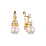 Pearl cluster earrings in 14K Gold, Rose Gold plating colors