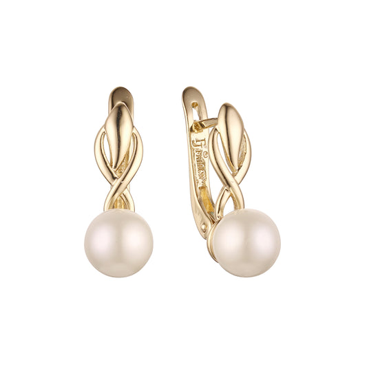 Pearl earrings in 14K Gold, Rose Gold, two tone plating colors