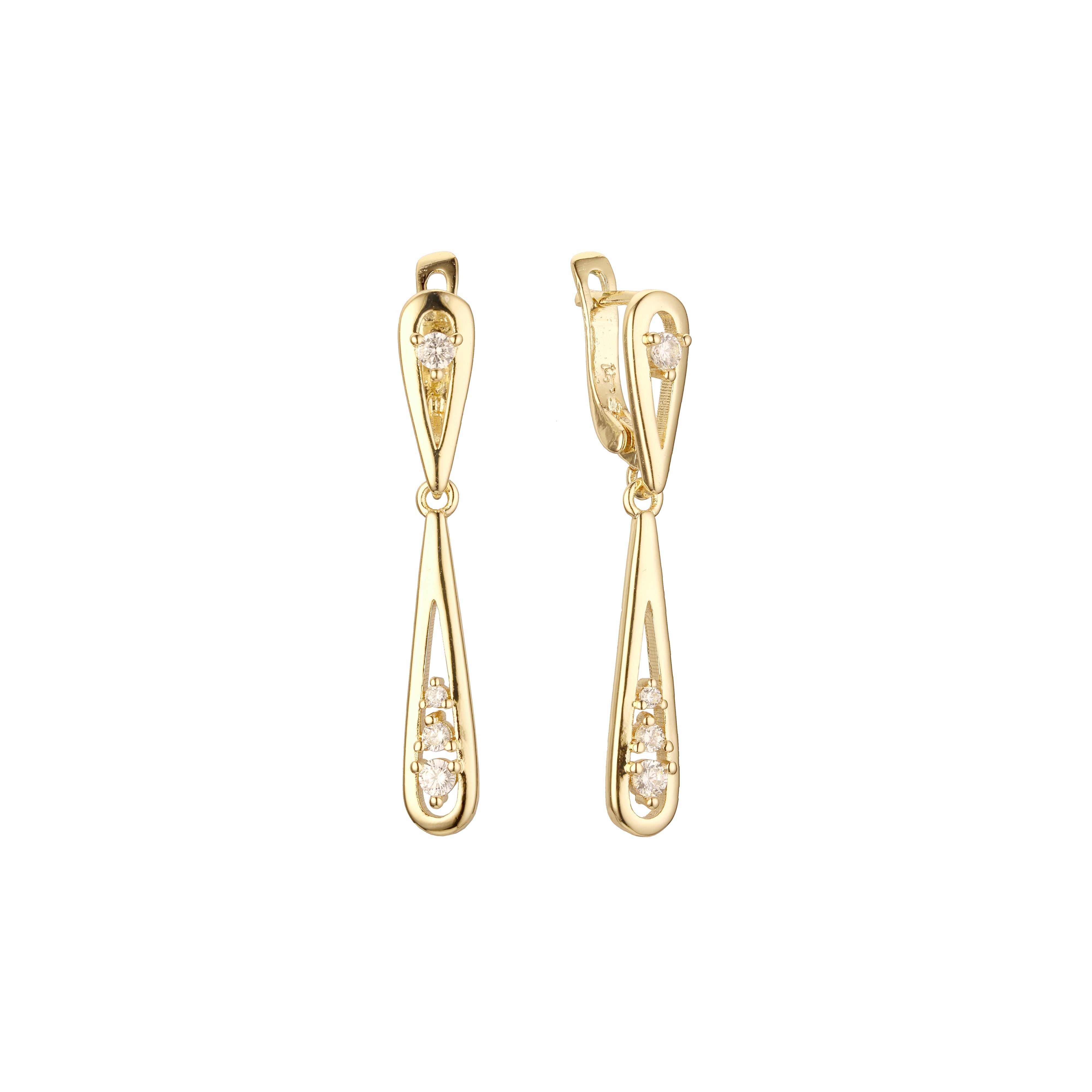 Drop earrings in 14K Gold, Rose Gold plating colors