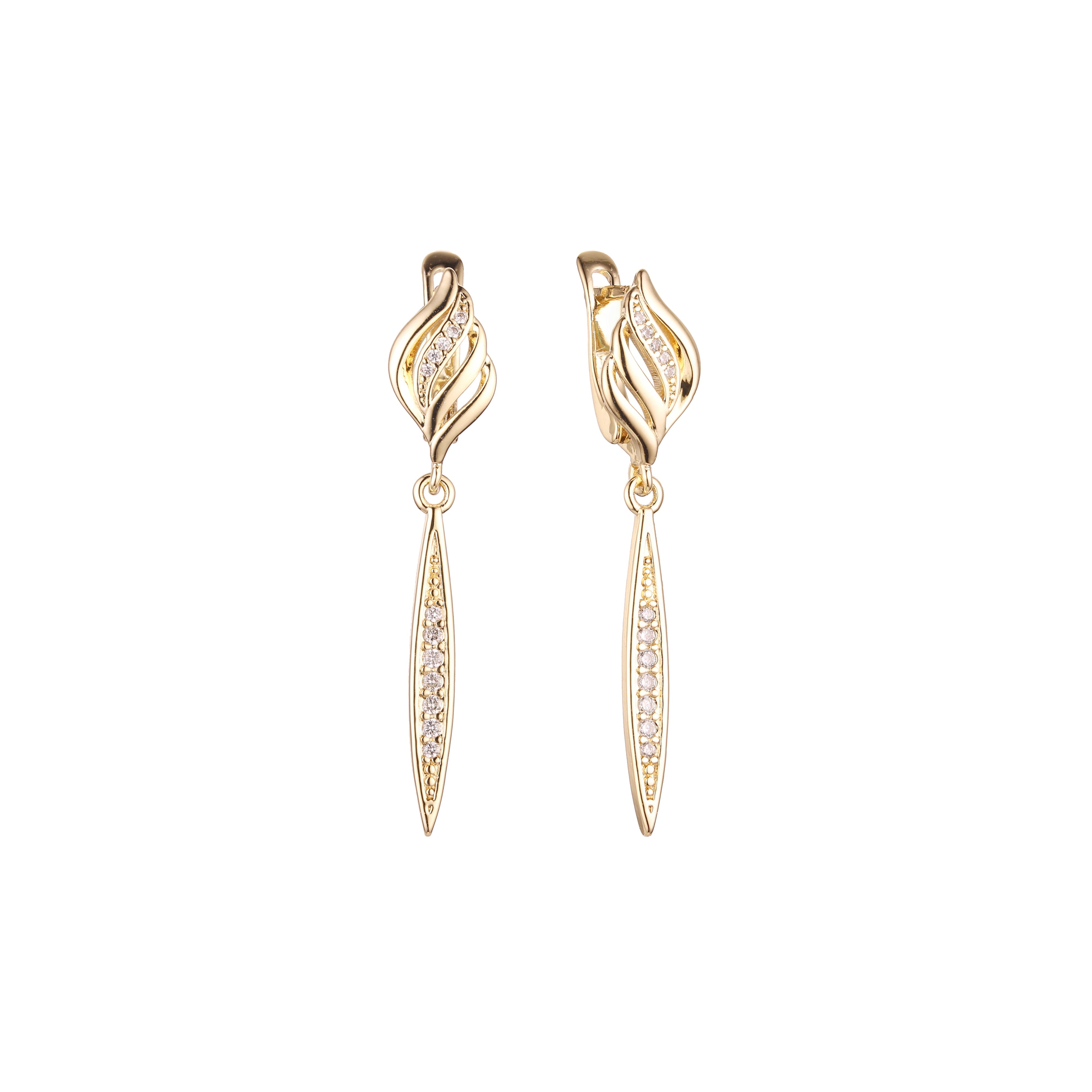 Aretes altos en Oro 14K, Oro Rosa, baño en dos tonos