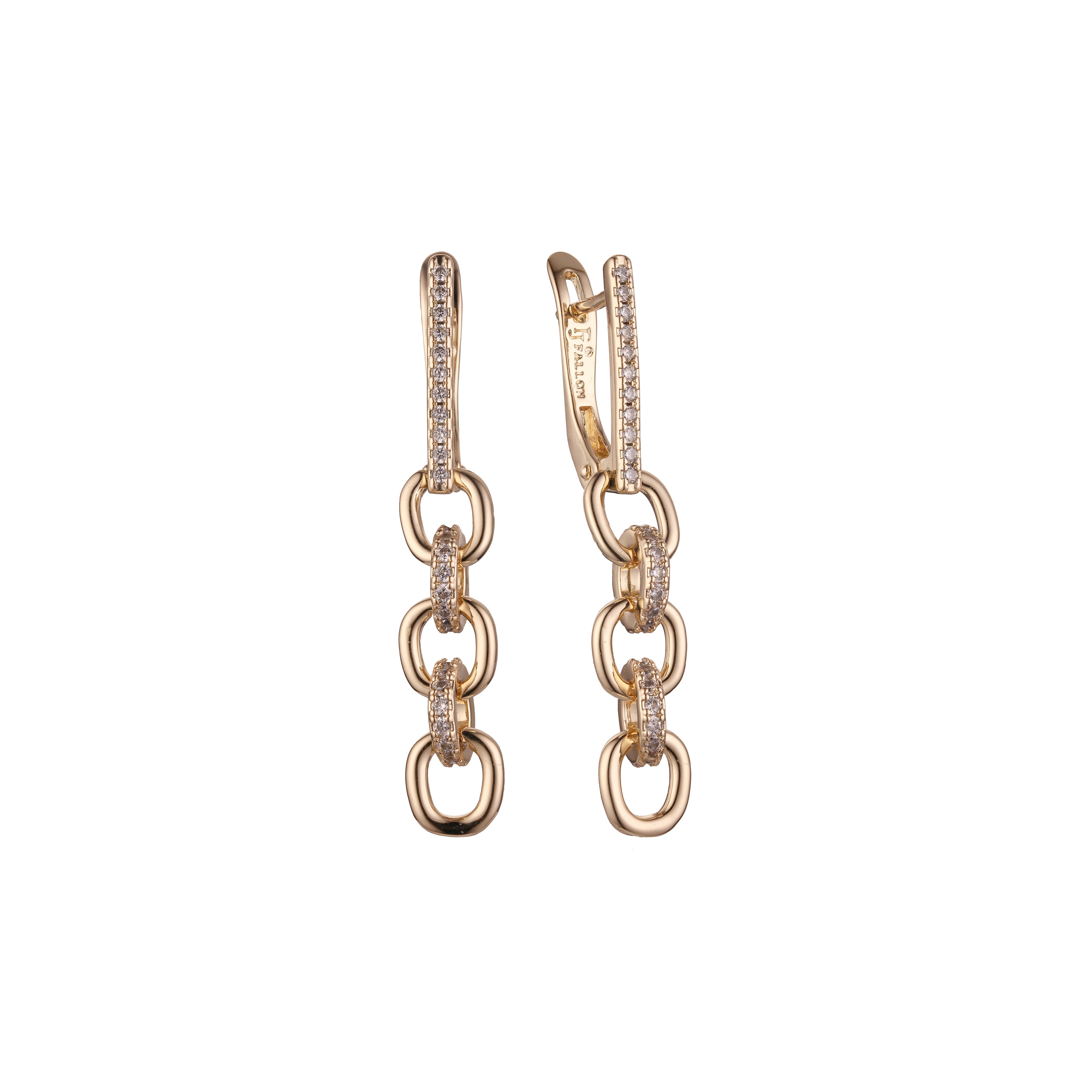 Chain link earrings in 14K Gold, Rose Gold, two tone plating colors