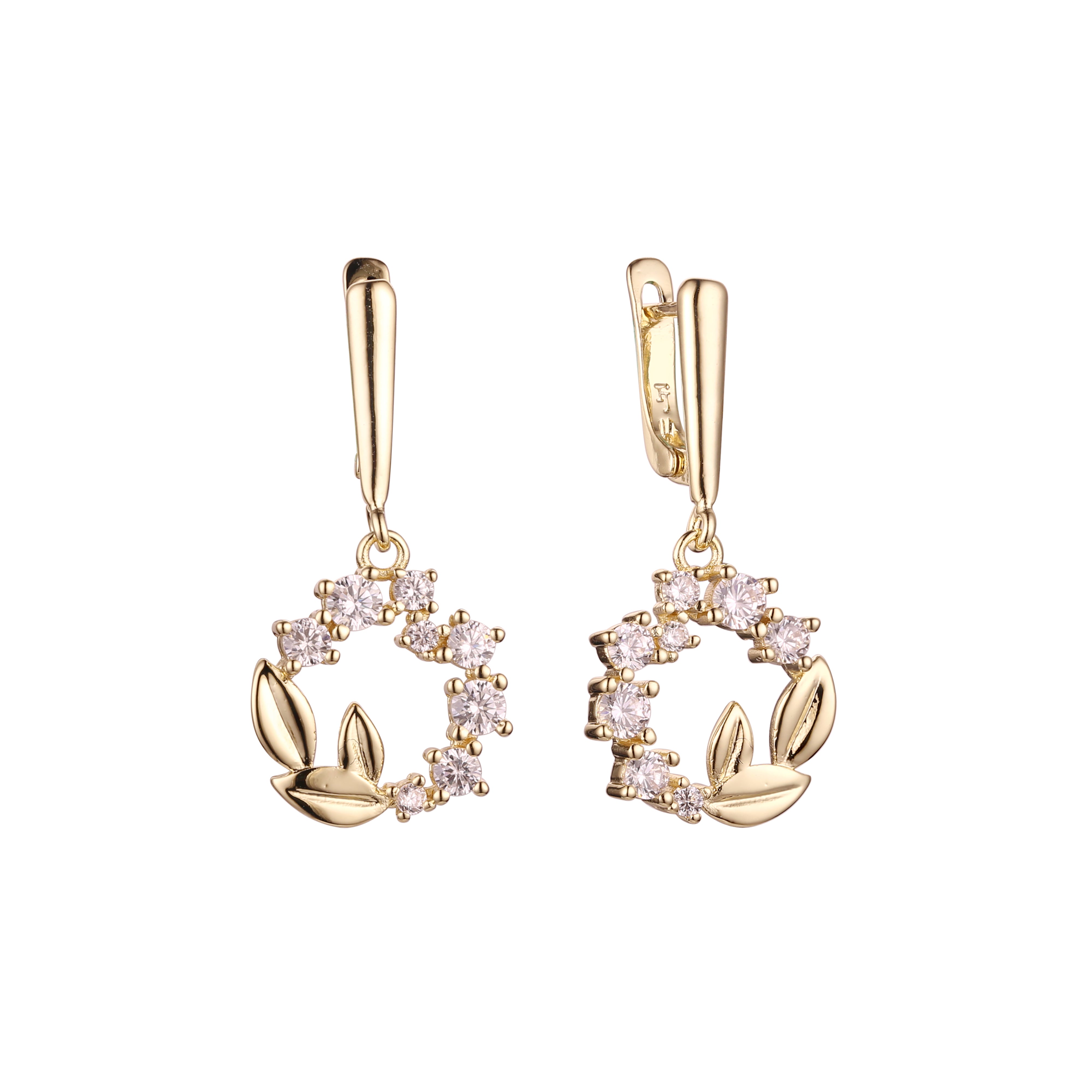 Luxurious leaves cluster earrings in 14K Gold, Rose Gold plating colors