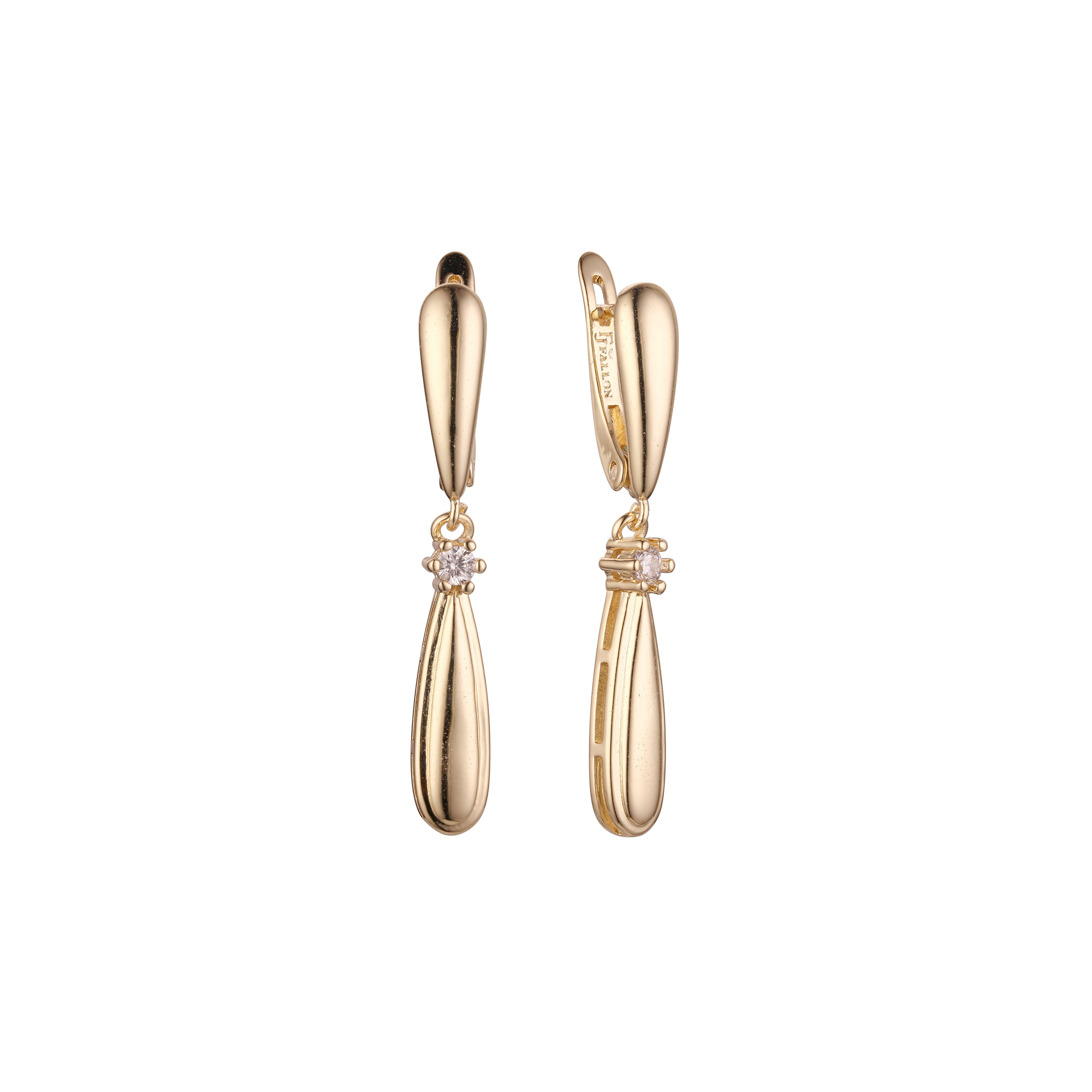 Teardrop drop earrings in 14K Gold, Rose Gold, two tone plating colors