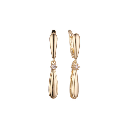 Teardrop drop earrings in 14K Gold, Rose Gold, two tone plating colors