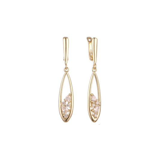 Aretes de racimo de marquesa en Oro 14K, oro rosa, baño de dos tonos