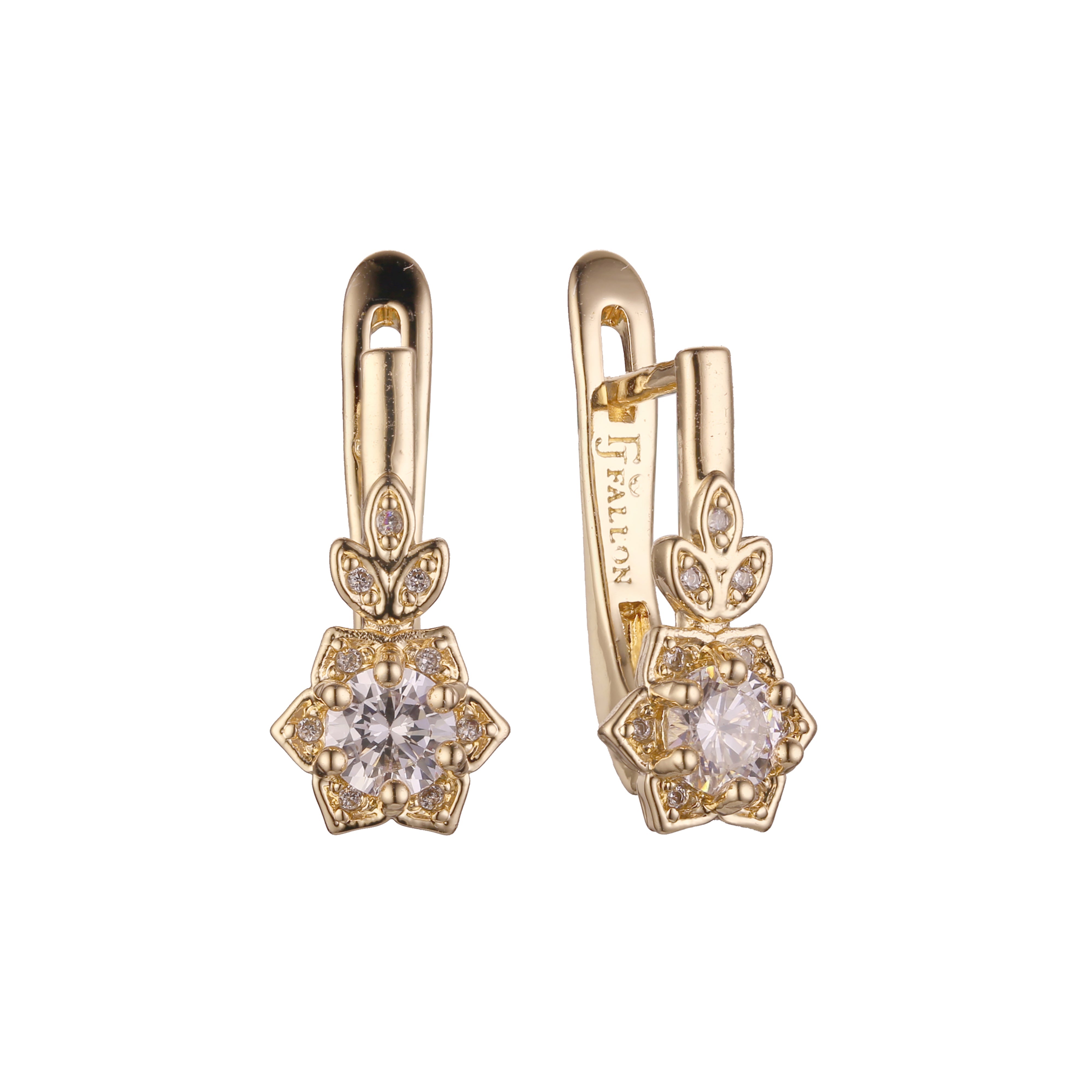 Flower solitaire earrings in 14K Gold, Rose Gold plating colors