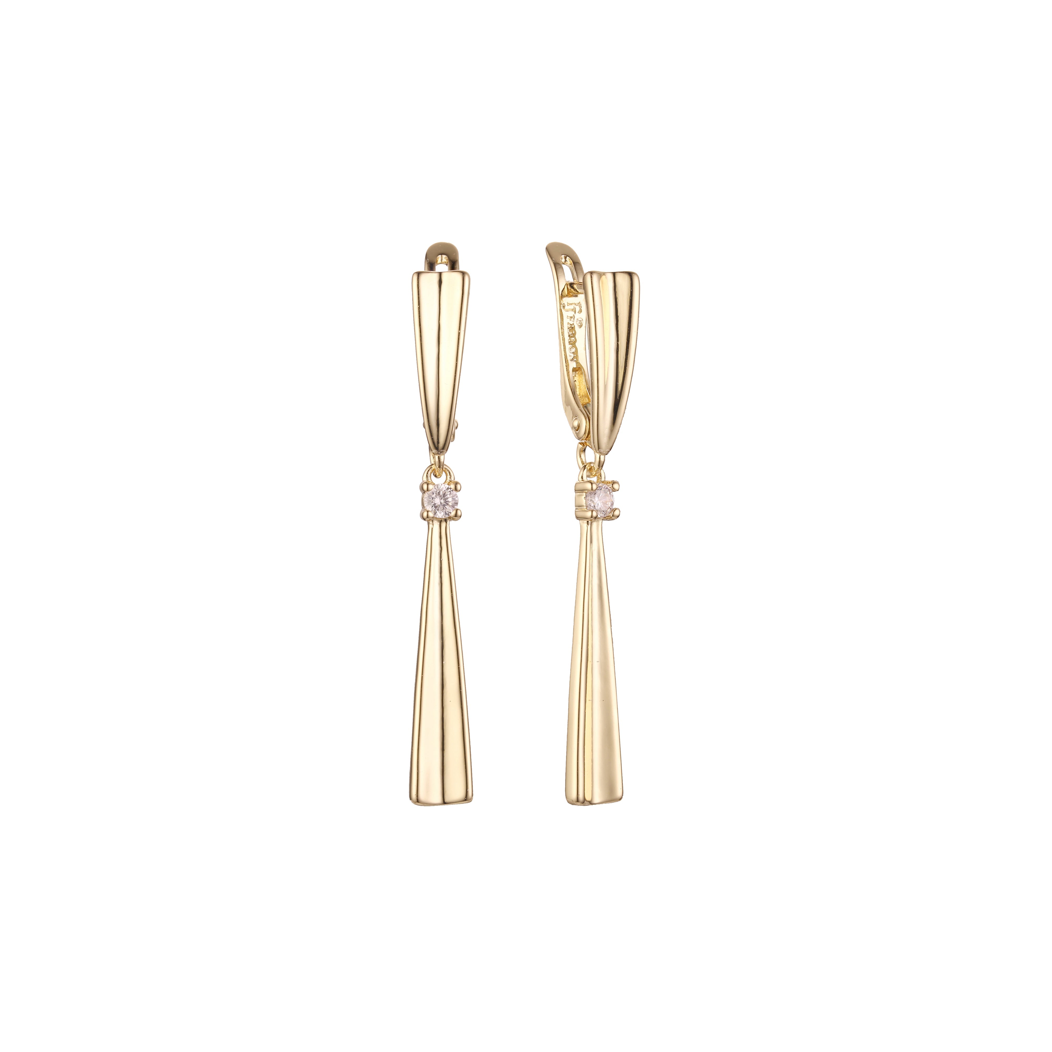 Pendientes solitarios altos en Oro de 14K, baño de Oro Rosa colores