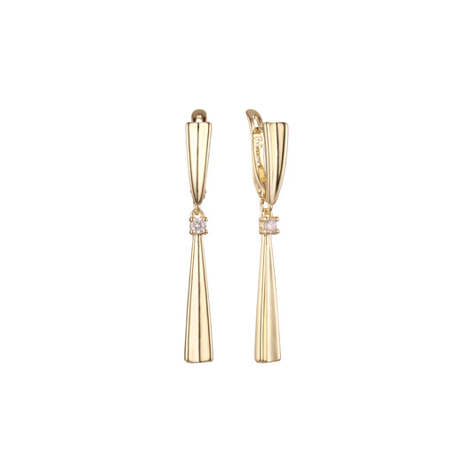 Pendientes solitarios altos en Oro de 14K, baño de Oro Rosa colores