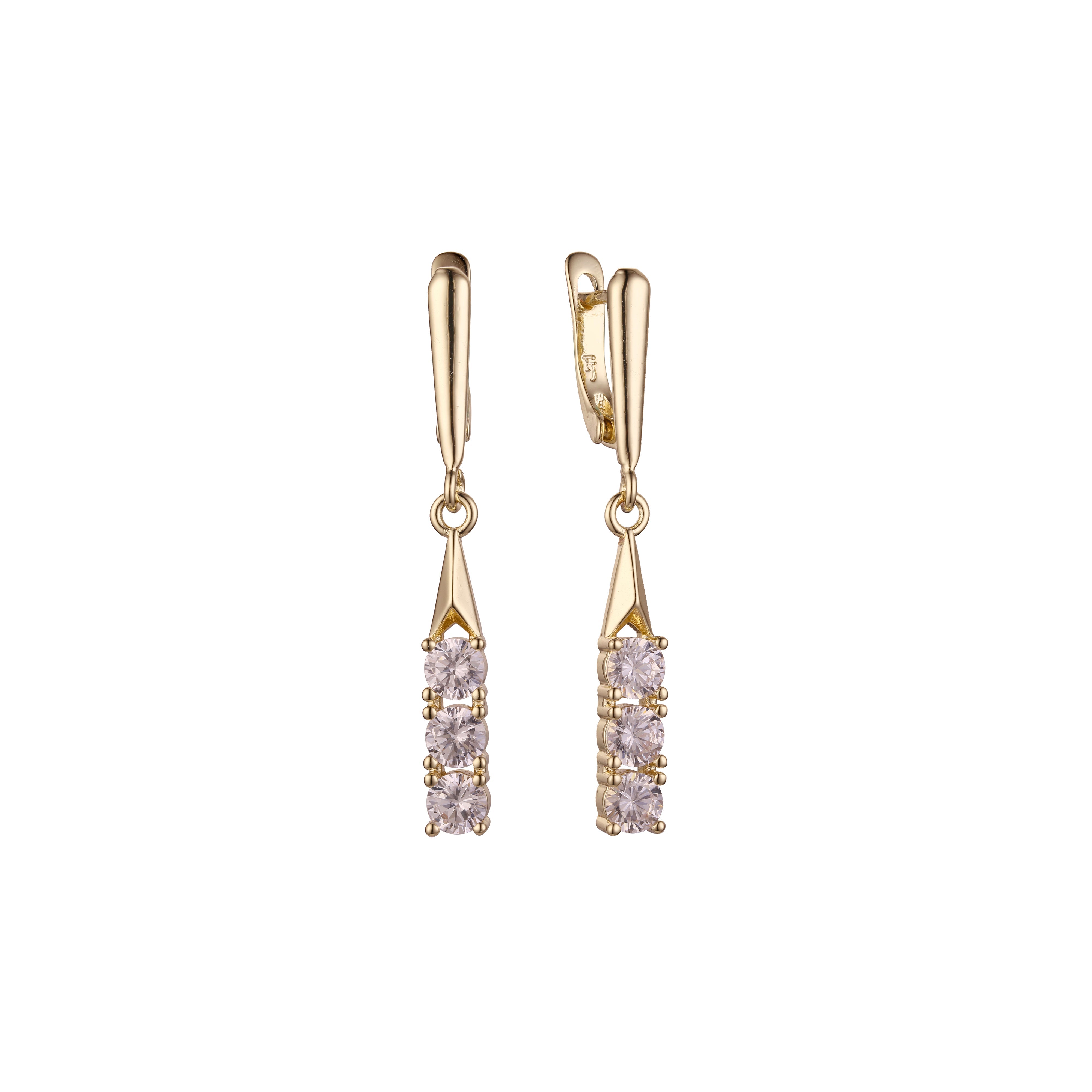 Tall cluster drop earrings in 14K Gold, Rose Gold plating colors