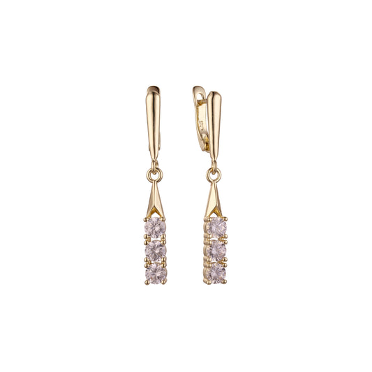 Aretes colgantes de racimo alto en Oro 14K, colores de baño de oro rosa