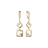 Double rhombus solitaire earrings in 14K Gold, Rose Gold plating colors