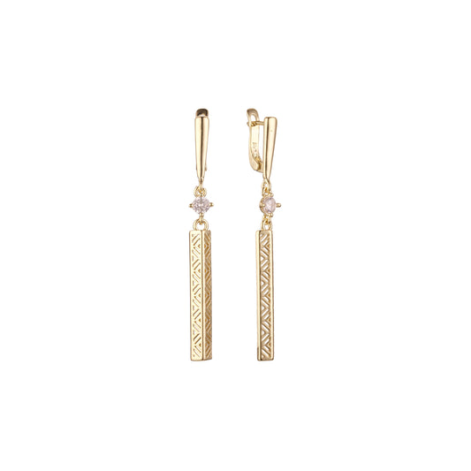 Tall solitaire earrings in 14K Gold, Rose Gold plating colors