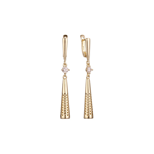 Aretes colgantes altos en Oro de 14K, baño de Oro Rosa en colores