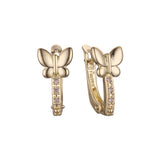 Aretes de mariposa en Oro de 14K, baño de Oro Rosa en dos colores