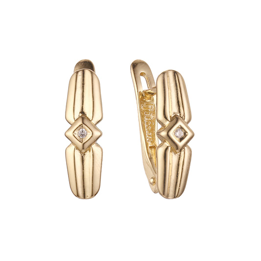 Solitaire earrings in 14K Gold, Rose Gold plating colors