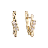 Three stones earrings in 14K Gold, Rose Gold plating colors