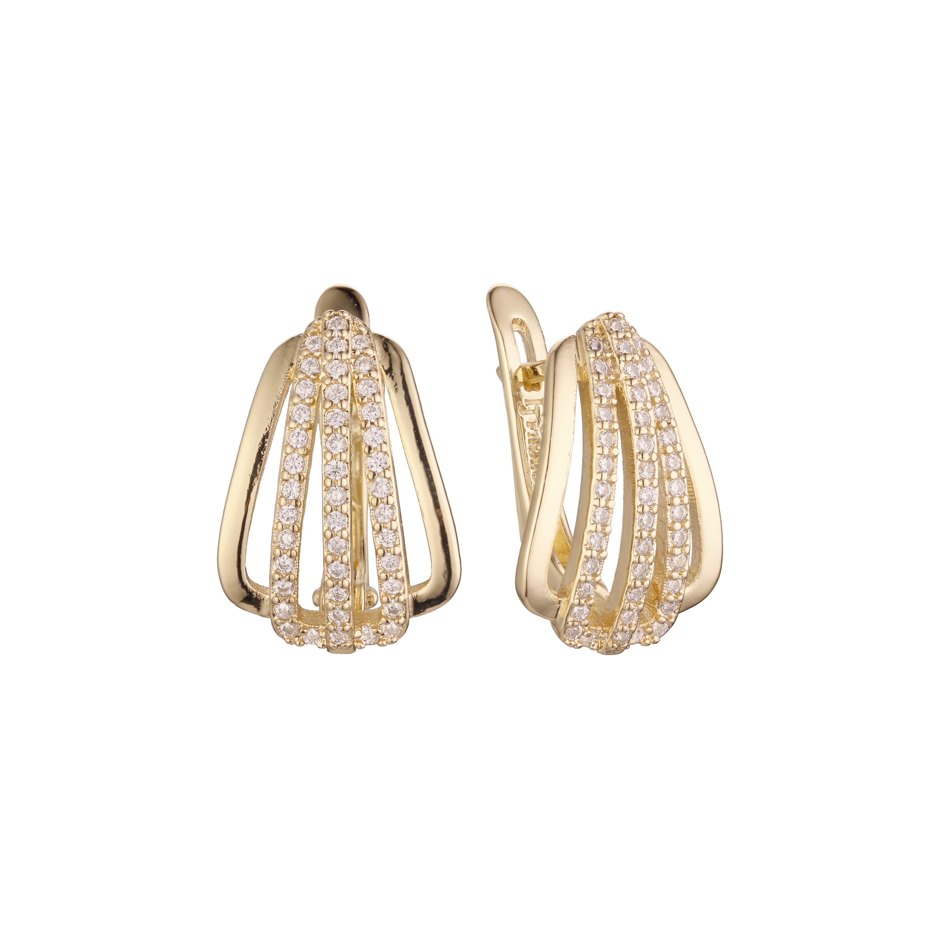 Aretes en Oro 14K, Oro Rosa, baño en dos tonos