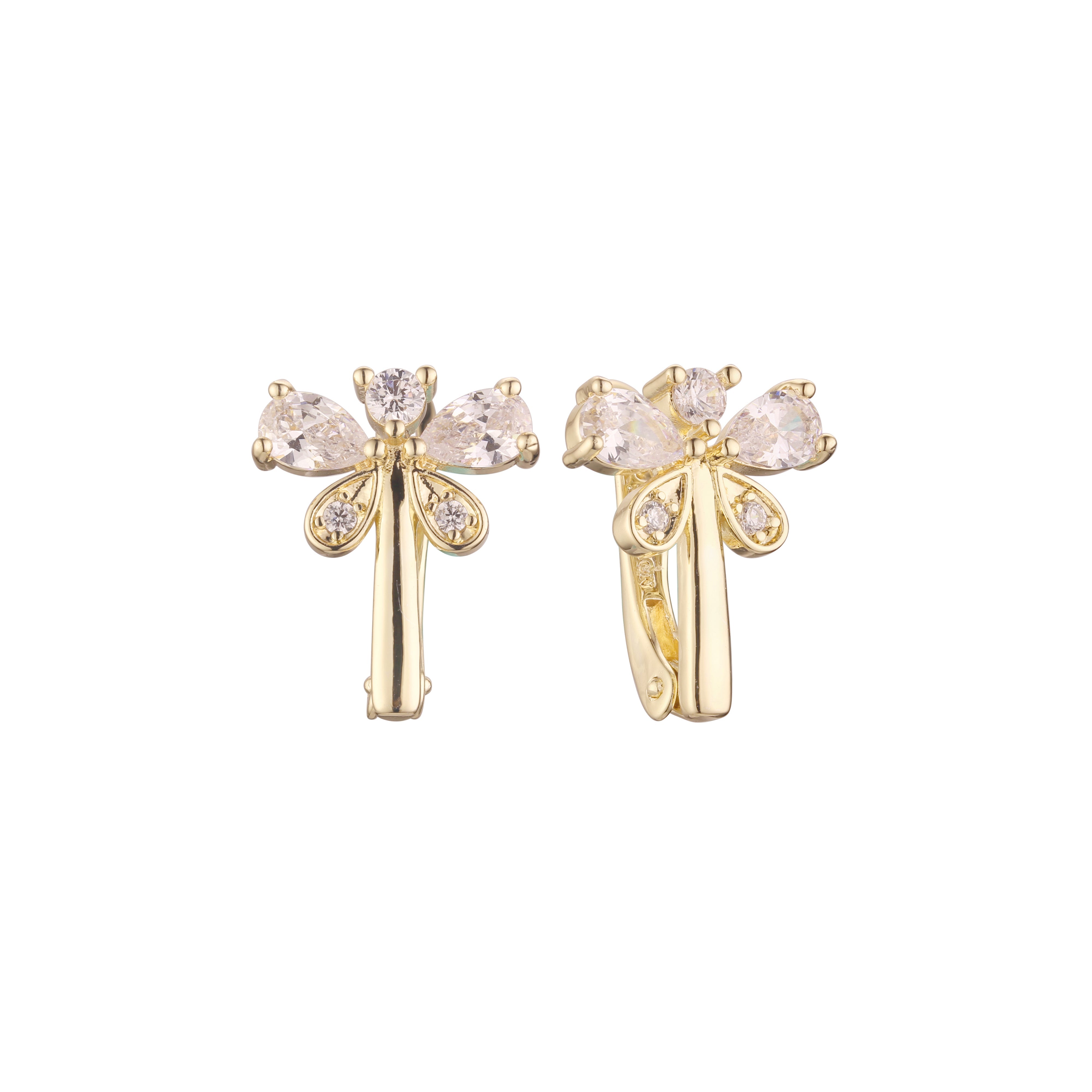 Dragonfly cluster earrings in 14K Gold, Rose Gold plating colors