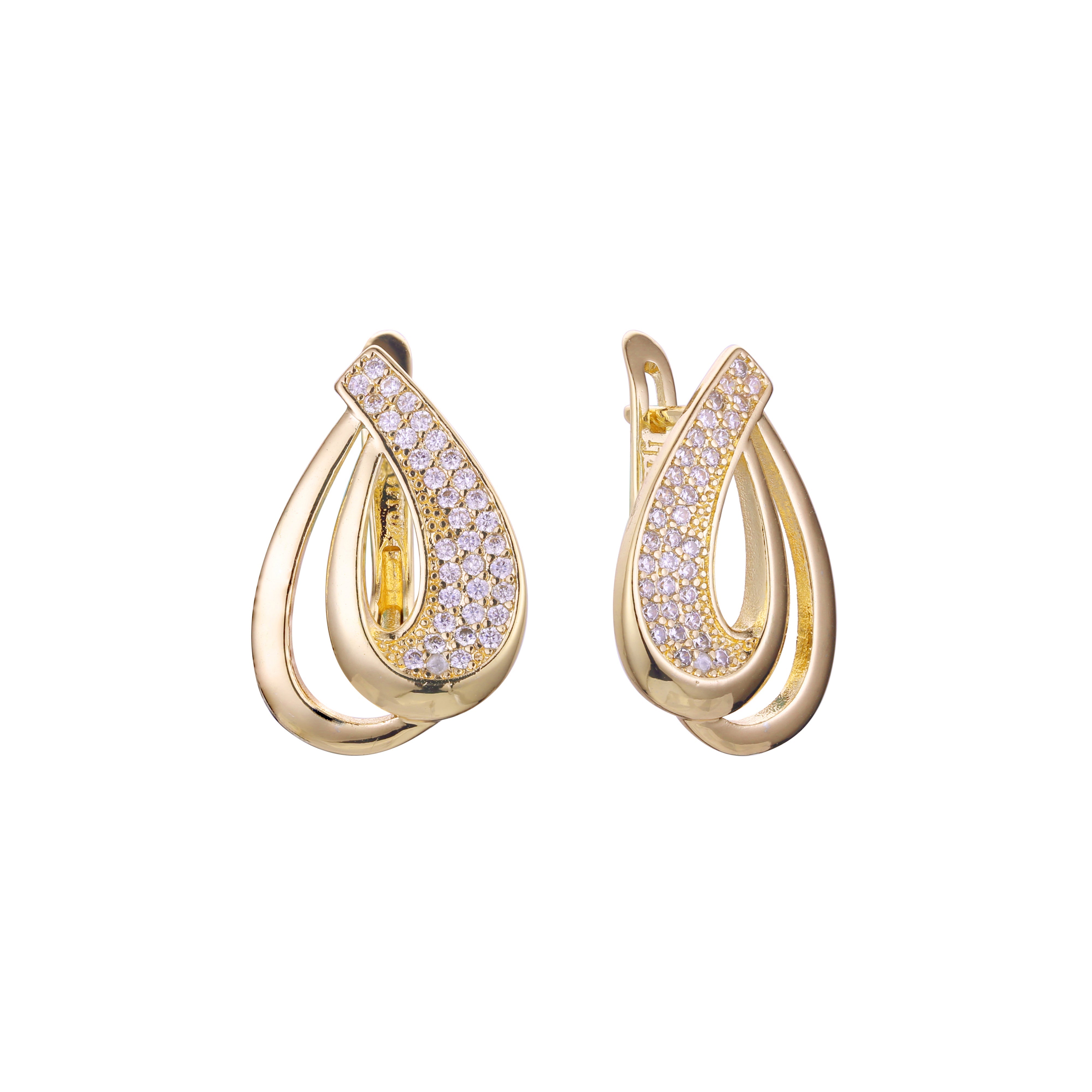 Aretes de racimo en Oro de 14K, Oro Rosa, baño de dos colores