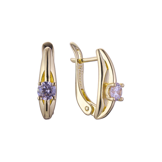 Solitaire earrings in 14K Gold, 18K Gold two tone plating colors