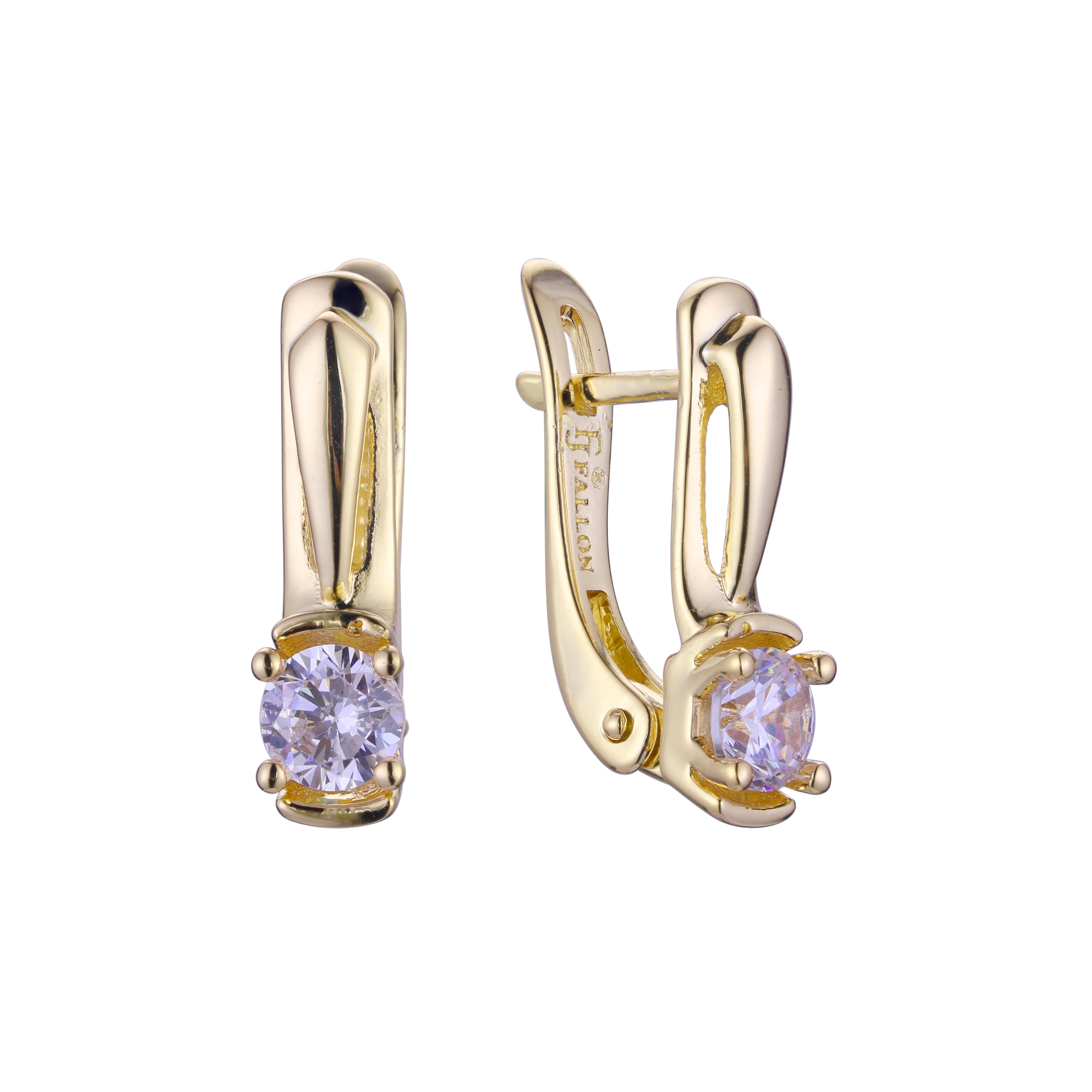 Solitaire earrings in 14K Gold, 18K Gold two tone plating colors