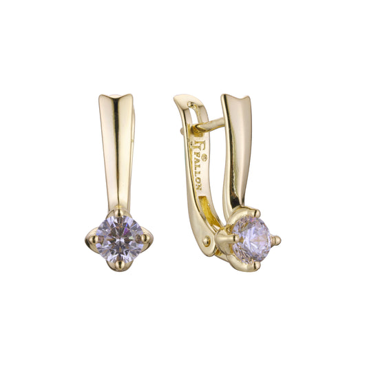 Solitaire earrings in 14K Gold, 18K Gold two tone plating colors