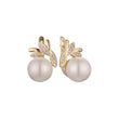 Pearl earrings in 14K Gold, Rose Gold, two tone plating colors