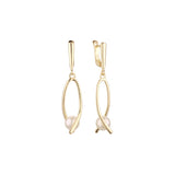 Aretes colgantes de perlas en Oro 14K, colores baño de oro rosa