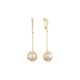 Aretes colgantes de perlas en Oro 14K, colores baño de oro rosa