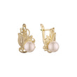 Aretes mariposa perla en Oro 14K, baño de Oro Rosa colores