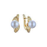 Pearl cluster earrings in 14K Gold, Rose Gold, two tone plating colors