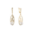 Elegant pearl leaves drop earrings in 14K Gold, Rose Gold plating colors