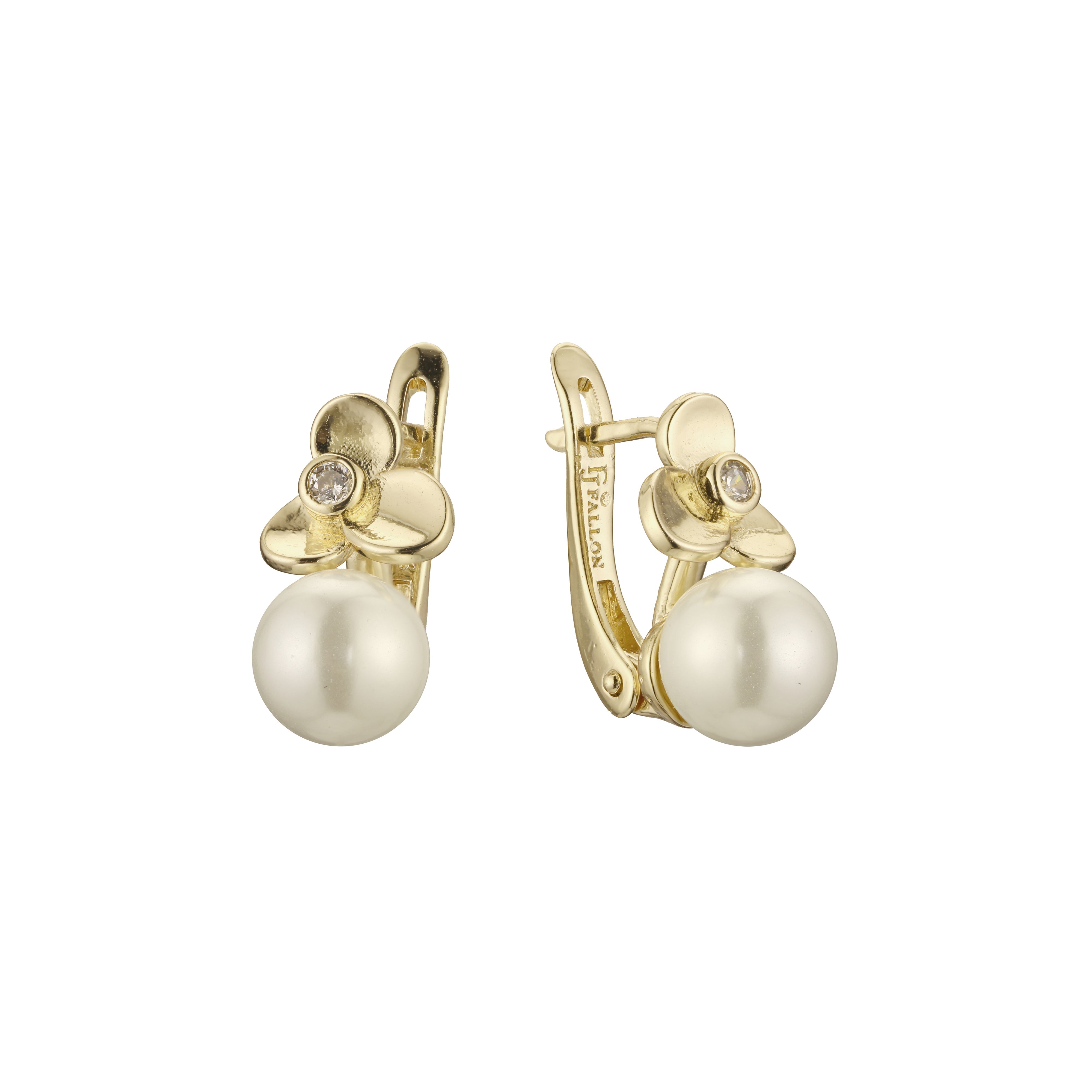 Flower pearl earrings in 14K Gold, Rose Gold plating colors