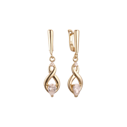 Aretes colgantes de racimo en Oro 14K, colores baño de oro rosa