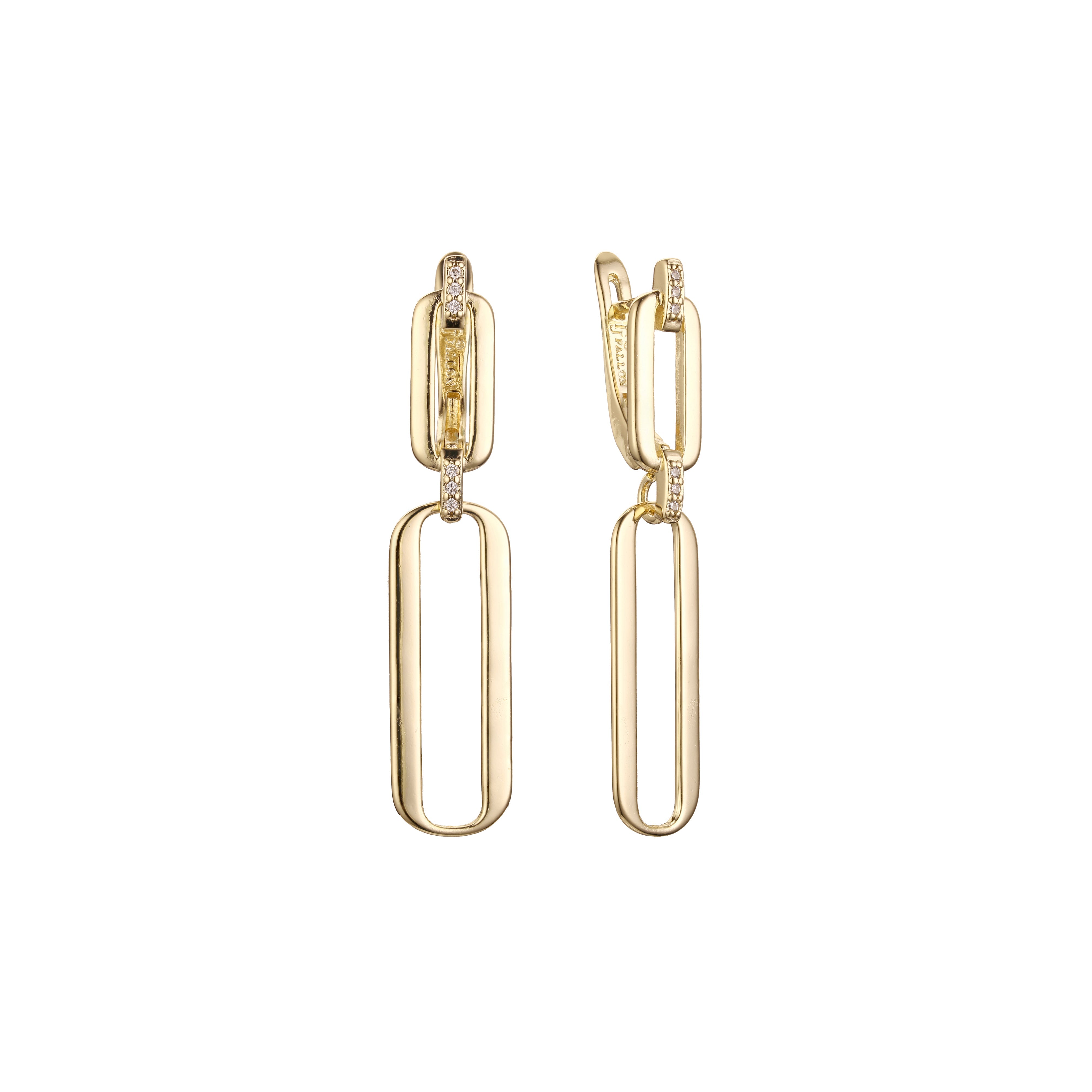 Paperclip earrings in 14K Gold, Rose Gold, two tone plating colors